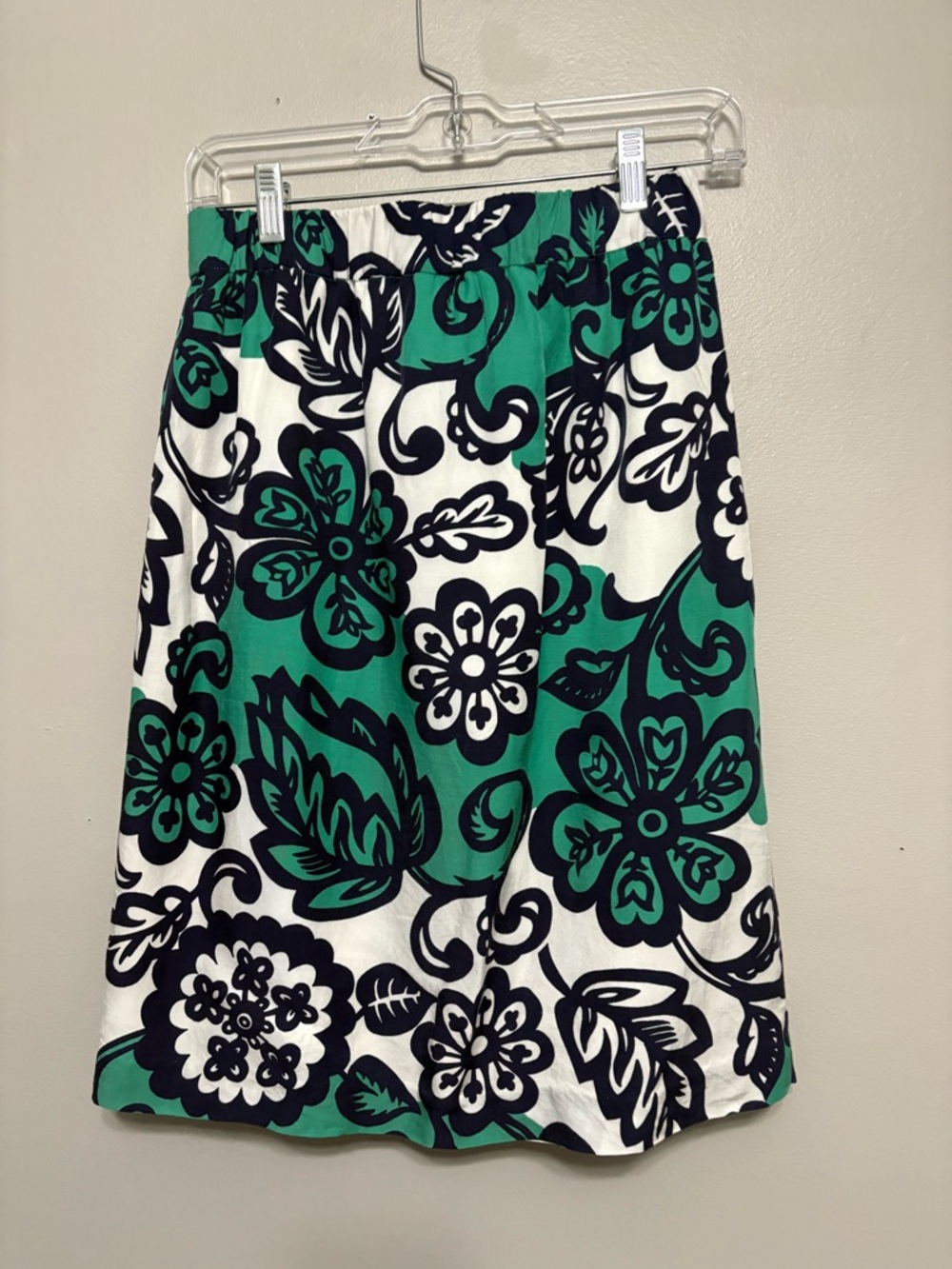 Boden Green, Black & White Floral Midi Skirt